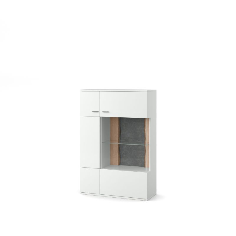 set one by Musterring Highboard tacoma Einzeltypen Korpus, Wandborde, TV-Bänke, Esstische und Couchtische: Weiß Arctic, F weiß | Auslauf