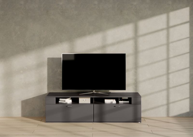 set one by Musterring Lowboard tacoma Einzeltypen Korpus, Wandborde, TV-Bänke, Esstische und Couchtische: Grafit, Fronte dunkelgrau | Fabrikverkauf
