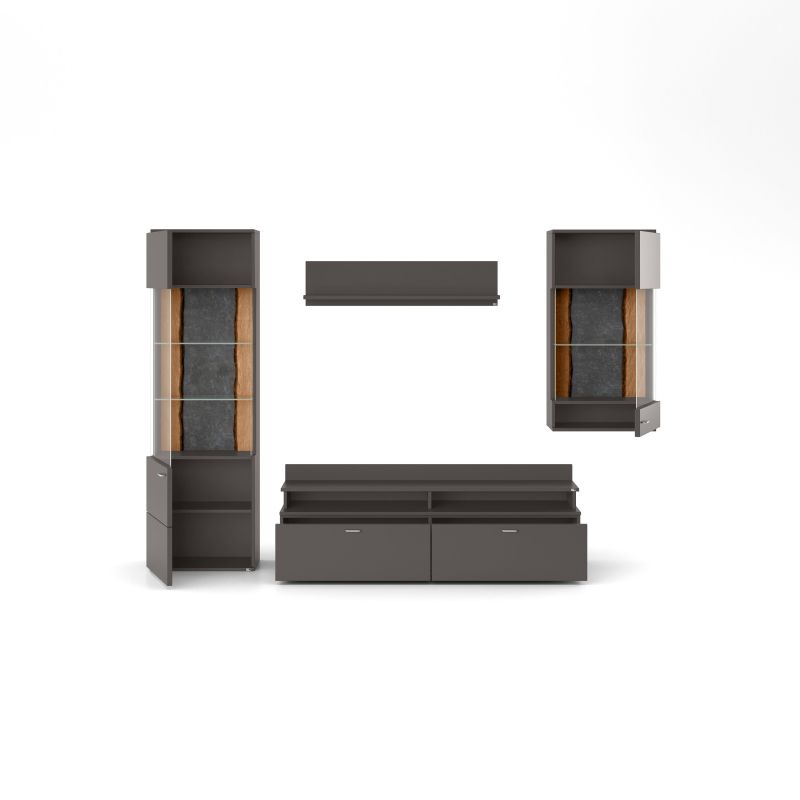 set one by Musterring Wohnwand tacoma Vorschläge Korpus, Wandborde, TV-Bänke, Esstische und Couchtische: Grafit, Fronte grau | Fabrik Onlineshop