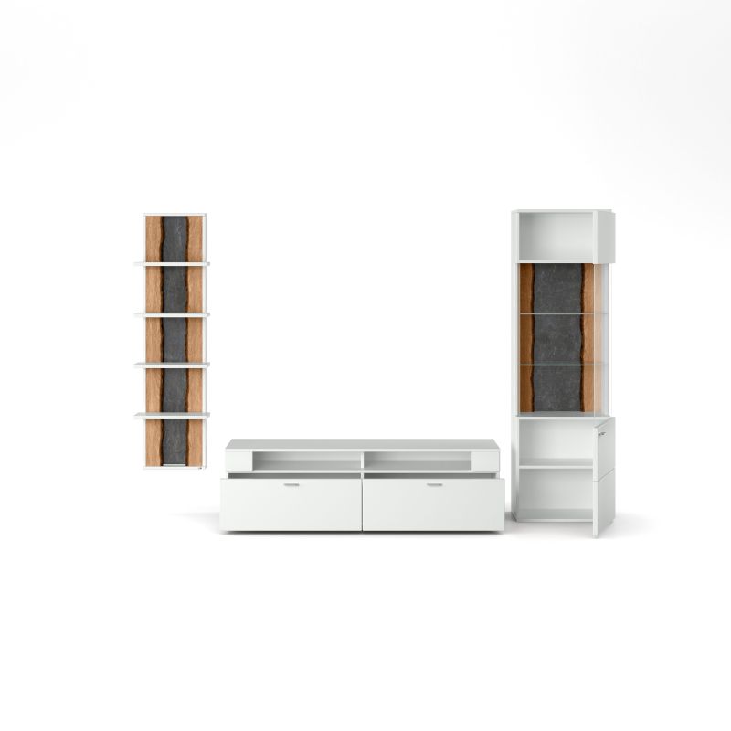 set one by Musterring Wohnwand tacoma Vorschläge Korpus, Wandborde, TV-Bänke, Esstische und Couchtische: Weiß Arctic, F weiß | Sonderangebot