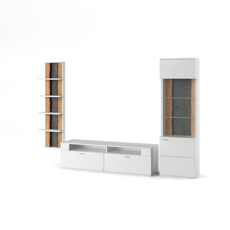 set one by Musterring Wohnwand tacoma Vorschläge Korpus, Wandborde, TV-Bänke, Esstische und Couchtische: Weiß Arctic, F weiß | Sonderangebot