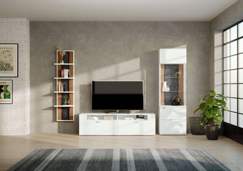 set one by Musterring Wohnwand tacoma Vorschläge Korpus, Wandborde, TV-Bänke, Esstische und Couchtische: Weiß Arctic, F weiß | Sonderangebot