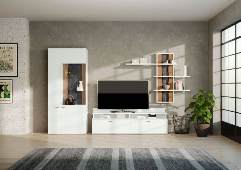 set one by Musterring Wohnwand tacoma Vorschläge Korpus, Wandborde, TV-Bänke, Esstische und Couchtische: Weiß Arctic, F weiß | Günstig kaufen