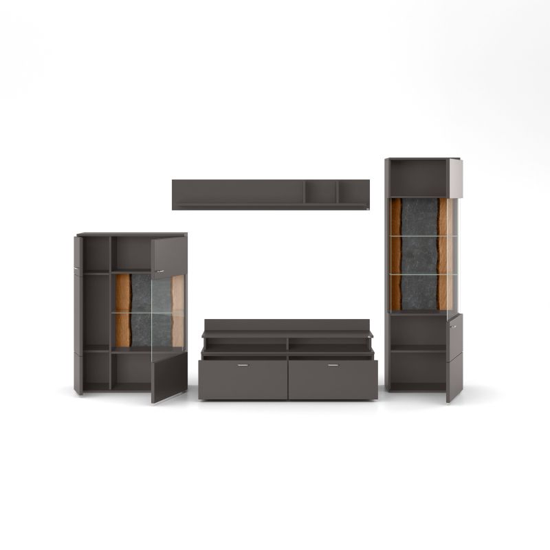 set one by Musterring Wohnwand tacoma Vorschläge Korpus, Wandborde, TV-Bänke, Esstische und Couchtische: Grafit, Fronte grau | Flash Sale