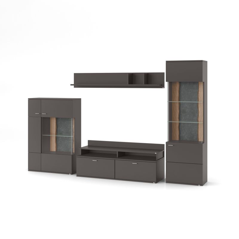 set one by Musterring Wohnwand tacoma Vorschläge Korpus, Wandborde, TV-Bänke, Esstische und Couchtische: Grafit, Fronte grau | Flash Sale