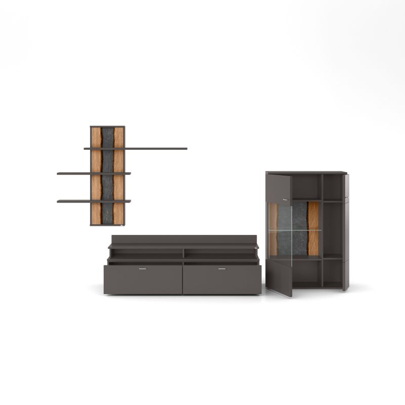 set one by Musterring Wohnwand tacoma Vorschläge Korpus, Wandborde, TV-Bänke, Esstische und Couchtische: Grafit, Fronte grau | Online Shopping