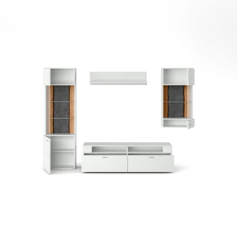 set one by Musterring Wohnwand tacoma Vorschläge Korpus, Wandborde, TV-Bänke, Esstische und Couchtische: Weiß Arctic, F weiß | Preisnachlass