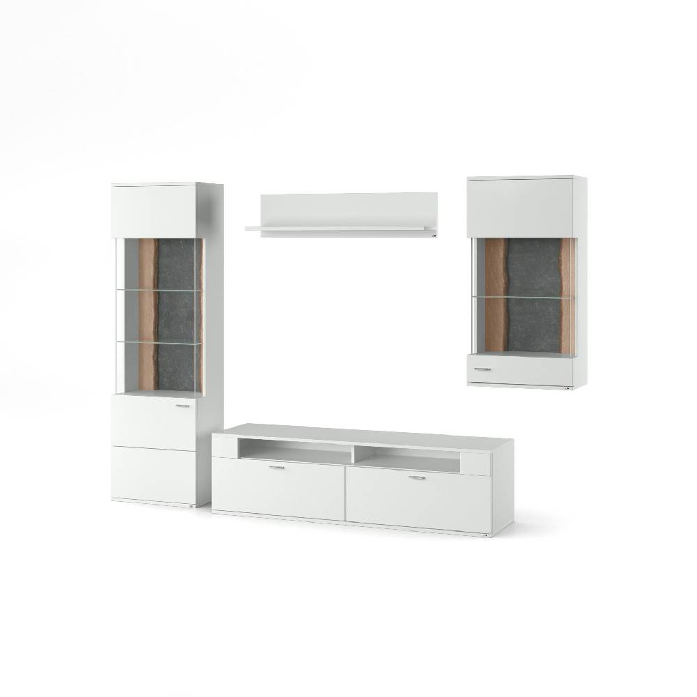 set one by Musterring Wohnwand tacoma Vorschläge Korpus, Wandborde, TV-Bänke, Esstische und Couchtische: Weiß Arctic, F weiß | Preisnachlass