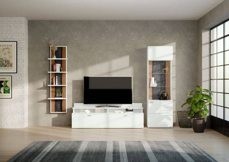 set one by Musterring Wohnwand tacoma Vorschläge Korpus, Wandborde, TV-Bänke, Esstische und Couchtische: Weiß Arctic, F weiß | Saisonschlussverkauf