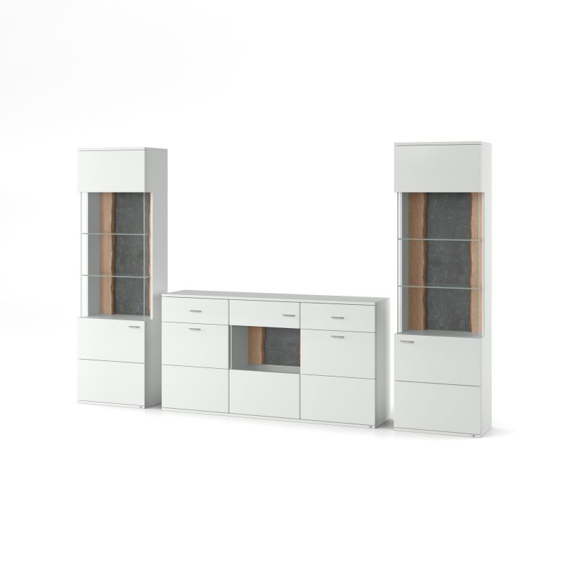 set one by Musterring Wohnwand tacoma Vorschläge Korpus, Wandborde, TV-Bänke, Esstische und Couchtische: Weiß Arctic, F weiß | Osterangebot