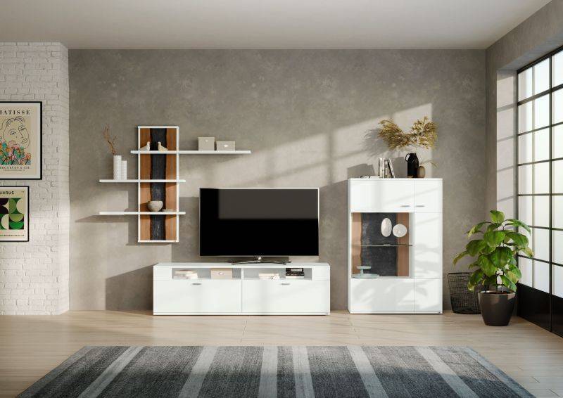set one by Musterring Wohnwand tacoma Vorschläge Korpus, Wandborde, TV-Bänke, Esstische und Couchtische: Weiß Arctic, F weiß | Vatertagsangebot