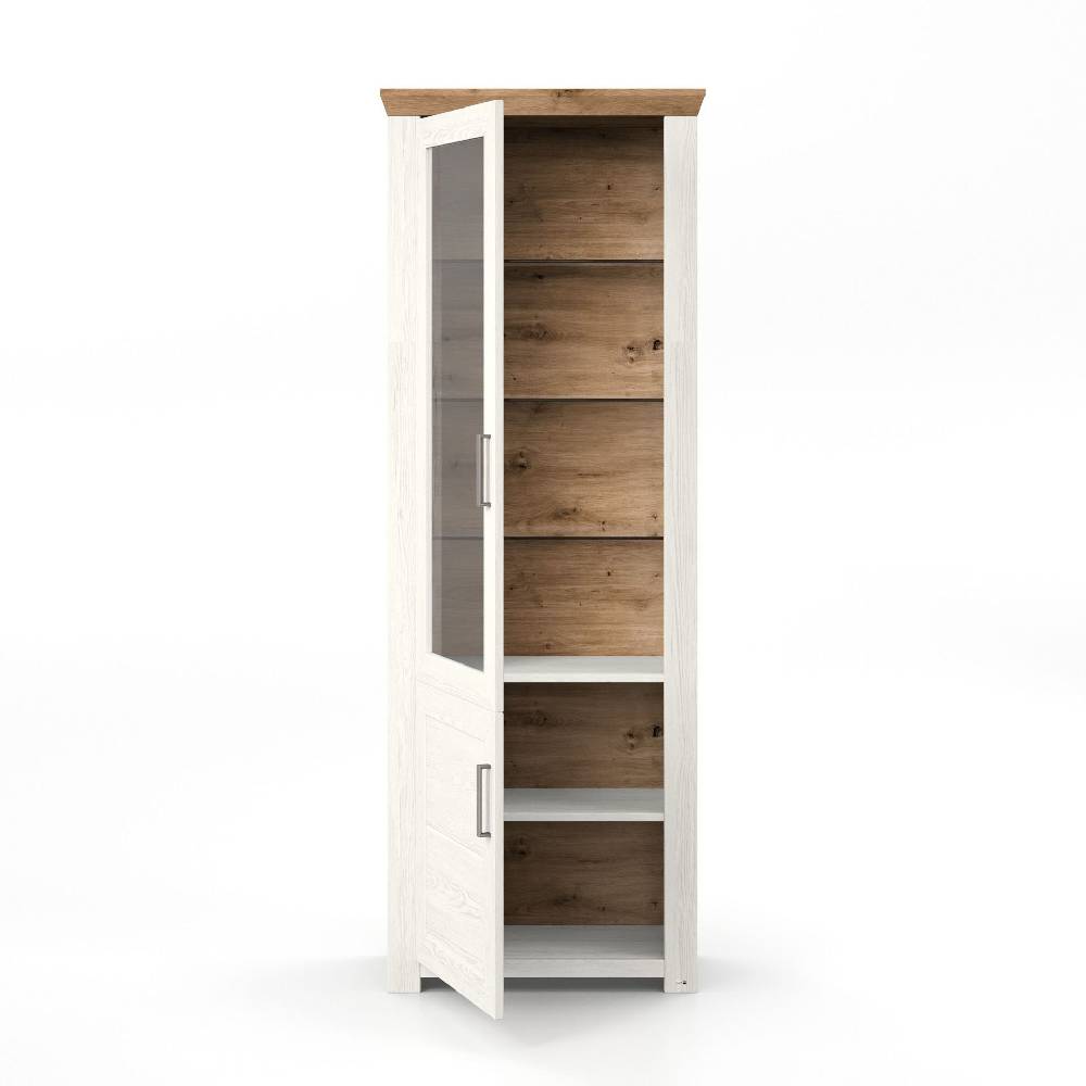 set one by Musterring Vitrine york - Wohnen Einzeltypen Pino-Aurelio-Nachbildung / Artisan-Eiche-Nachbildung weiß | Saisonale Angebote