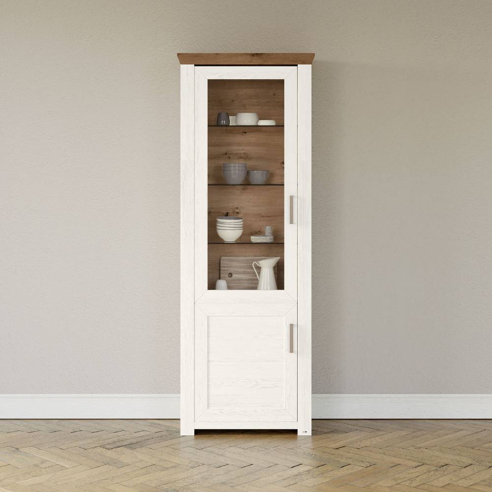 set one by Musterring Vitrine york - Wohnen Einzeltypen Pino-Aurelio-Nachbildung / Artisan-Eiche-Nachbildung weiß | Saisonale Angebote