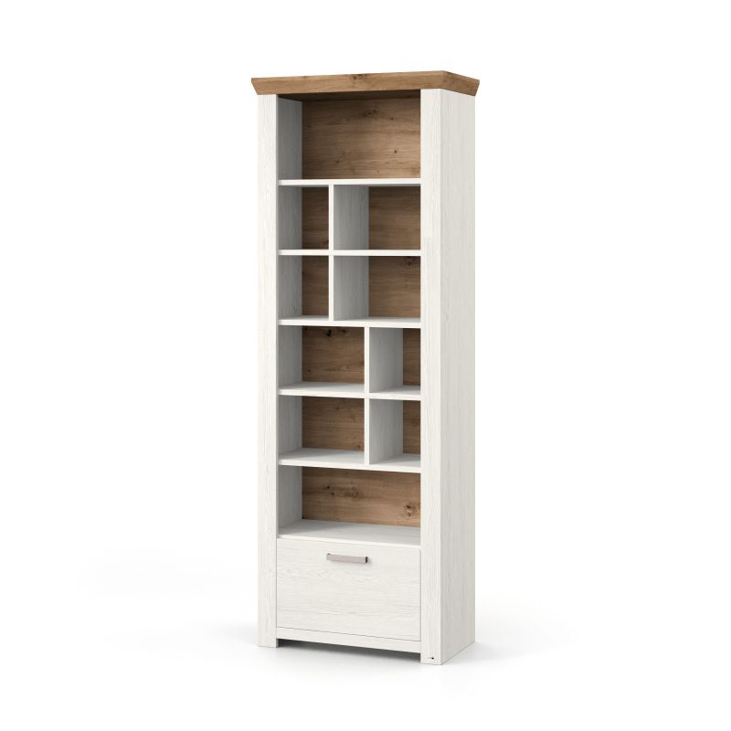 set one by Musterring Vitrine york - Wohnen Einzeltypen Pino-Aurelio-Nachbildung / Artisan-Eiche-Nachbildung weiß | Räumungsverkauf