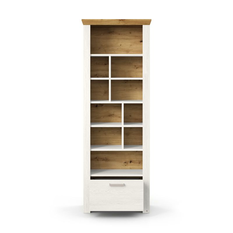 set one by Musterring Vitrine york - Wohnen Einzeltypen Pino-Aurelio-Nachbildung / Artisan-Eiche-Nachbildung weiß | Räumungsverkauf