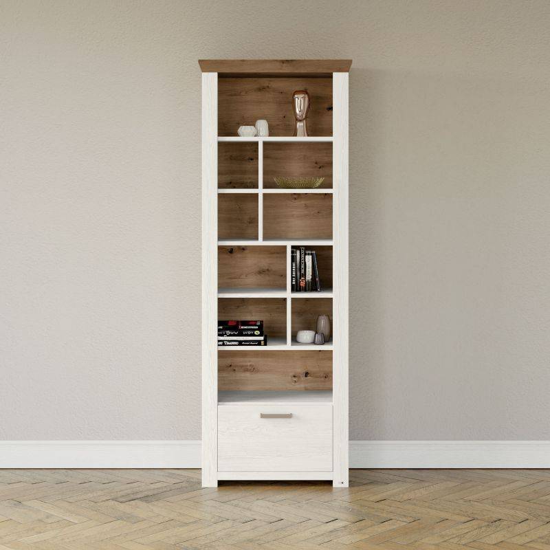 set one by Musterring Vitrine york - Wohnen Einzeltypen Pino-Aurelio-Nachbildung / Artisan-Eiche-Nachbildung weiß | Räumungsverkauf
