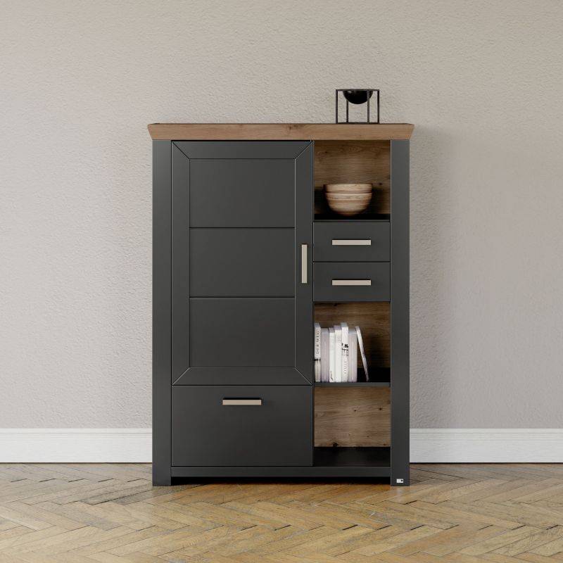 set one by Musterring Vitrine york - Wohnen Einzeltypen Graphite / Artisan-Eiche-Nachbildung schwarz | Bis zu 50% Rabatt