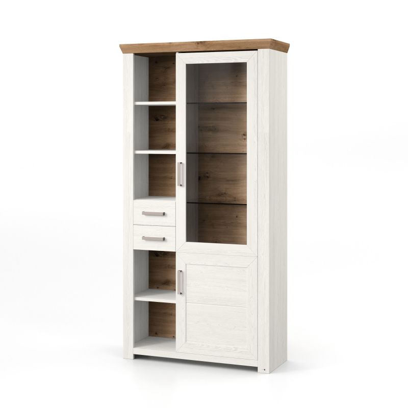 set one by Musterring Vitrine york - Wohnen Einzeltypen Pino-Aurelio-Nachbildung / Artisan-Eiche-Nachbildung weiß | Bis zu 60% Rabatt