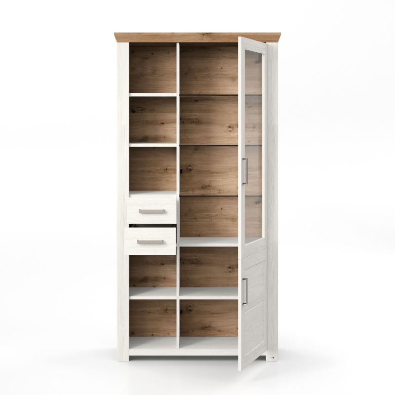 set one by Musterring Vitrine york - Wohnen Einzeltypen Pino-Aurelio-Nachbildung / Artisan-Eiche-Nachbildung weiß | Bis zu 60% Rabatt