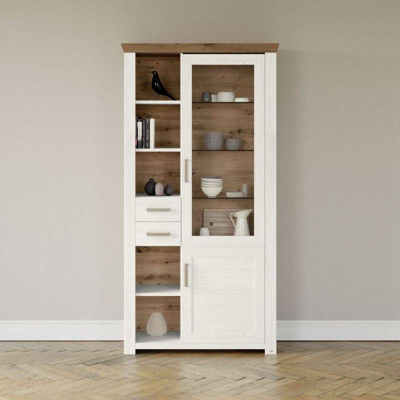 set one by Musterring Vitrine york - Wohnen Einzeltypen Pino-Aurelio-Nachbildung / Artisan-Eiche-Nachbildung weiß | Bis zu 60% Rabatt