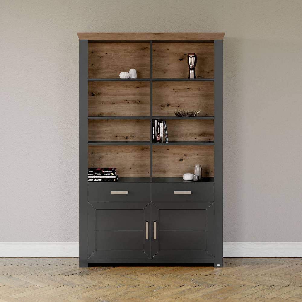 set one by Musterring Vitrine york - Wohnen Einzeltypen Graphite / Artisan-Eiche-Nachbildung schwarz | Bis zu 65% Rabatt