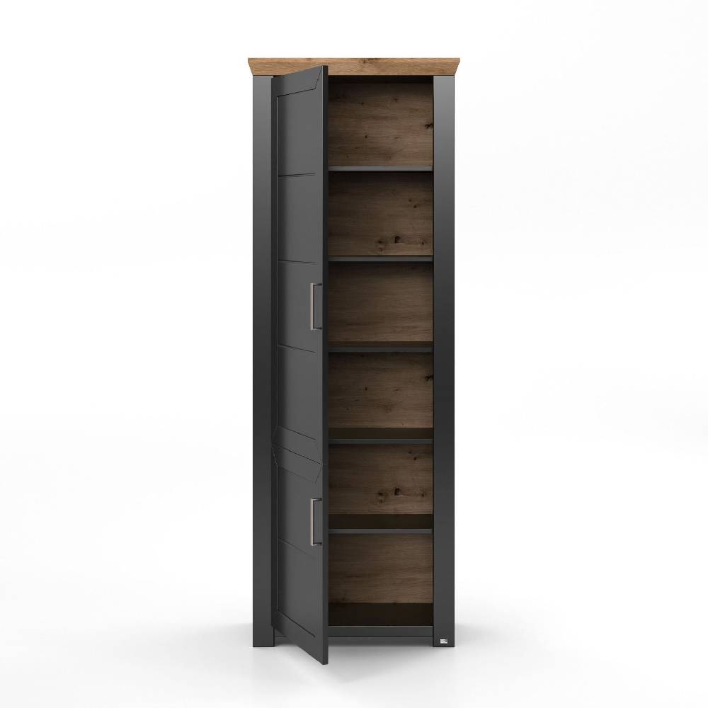 set one by Musterring Vitrine york - Wohnen Einzeltypen Graphite / Artisan-Eiche-Nachbildung schwarz | Sonderangebot der Fabrik