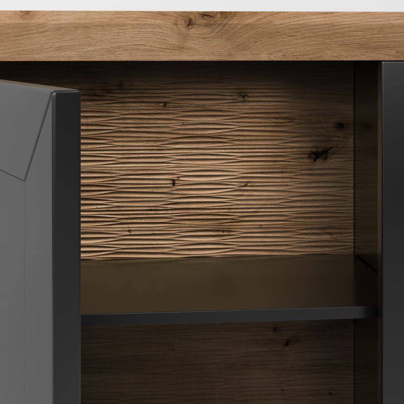 set one by Musterring Vitrine york - Wohnen Einzeltypen Graphite / Artisan-Eiche-Nachbildung schwarz | Sonderangebot der Fabrik