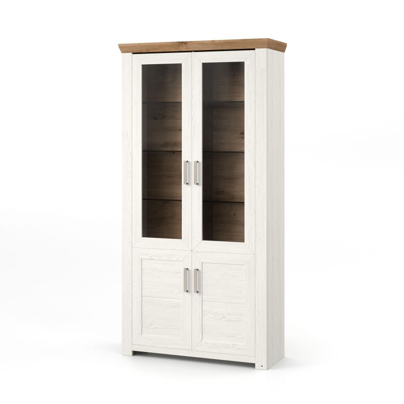 set one by Musterring Vitrine york - Wohnen Einzeltypen Pino-Aurelio-Nachbildung / Artisan-Eiche-Nachbildung weiß | Vierteljährliche Förderung