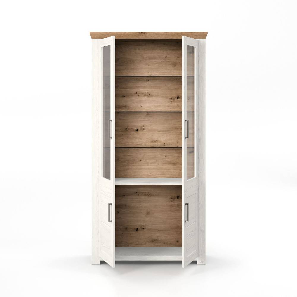 set one by Musterring Vitrine york - Wohnen Einzeltypen Pino-Aurelio-Nachbildung / Artisan-Eiche-Nachbildung weiß | Vierteljährliche Förderung