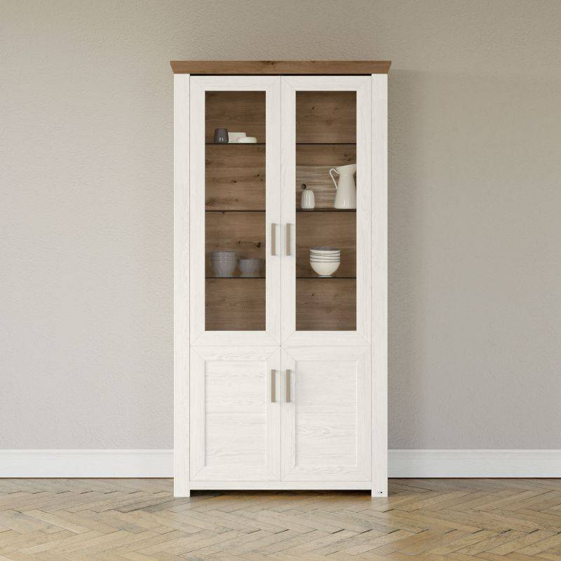 set one by Musterring Vitrine york - Wohnen Einzeltypen Pino-Aurelio-Nachbildung / Artisan-Eiche-Nachbildung weiß | Vierteljährliche Förderung