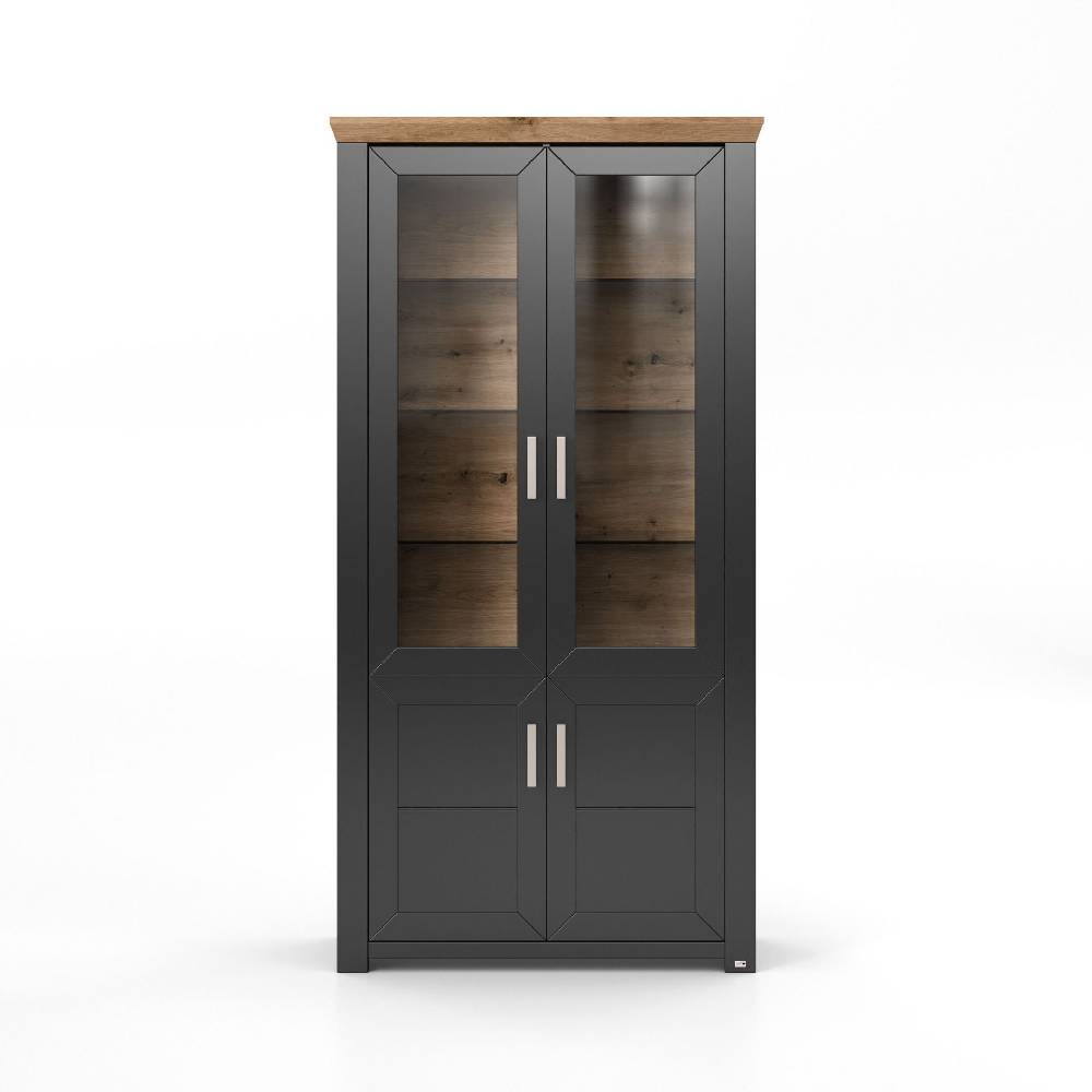 set one by Musterring Vitrine york - Wohnen Einzeltypen Graphite / Artisan-Eiche-Nachbildung schwarz | Riesige Rabatte