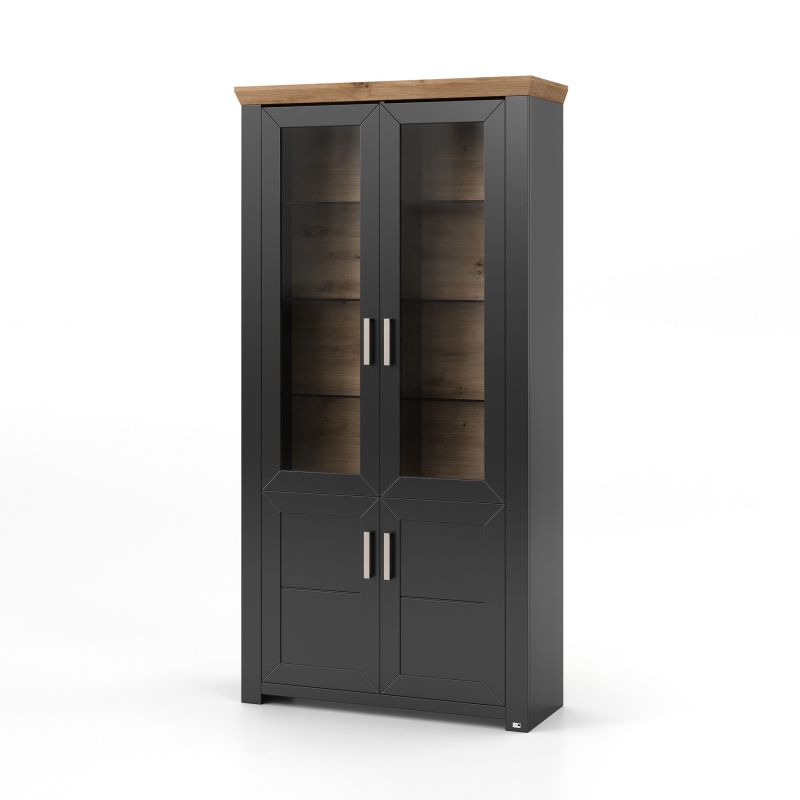 set one by Musterring Vitrine york - Wohnen Einzeltypen Graphite / Artisan-Eiche-Nachbildung schwarz | Riesige Rabatte