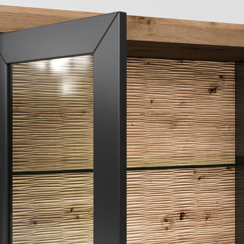 set one by Musterring Vitrine york - Wohnen Einzeltypen Graphite / Artisan-Eiche-Nachbildung schwarz | Riesige Rabatte