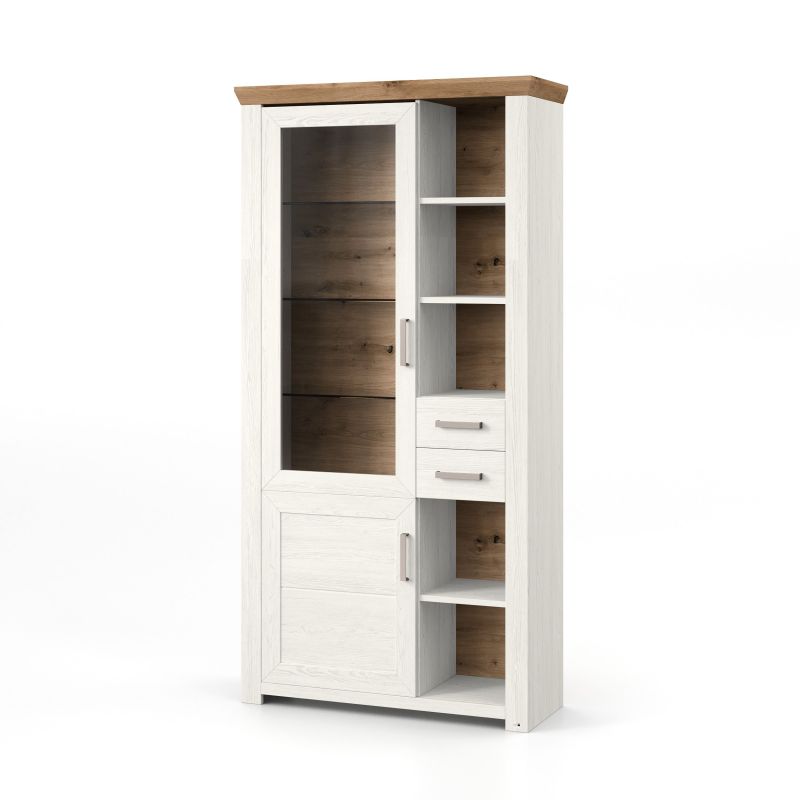 set one by Musterring Vitrine york - Wohnen Einzeltypen Pino-Aurelio-Nachbildung / Artisan-Eiche-Nachbildung weiß | 50% Rabatt mit kostenlosem Versand