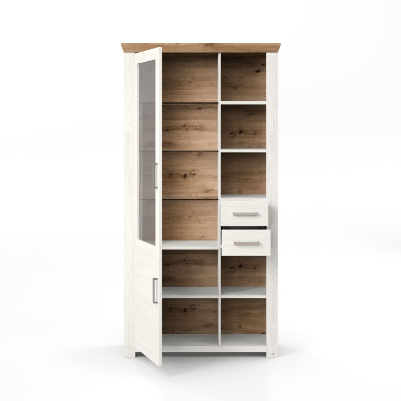 set one by Musterring Vitrine york - Wohnen Einzeltypen Pino-Aurelio-Nachbildung / Artisan-Eiche-Nachbildung weiß | 50% Rabatt mit kostenlosem Versand
