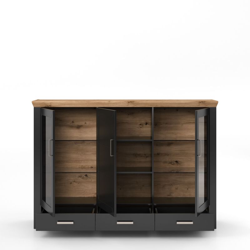 set one by Musterring Glasvitrine york - Wohnen Einzeltypen Graphite / Artisan-Eiche-Nachbildung schwarz | Outlet