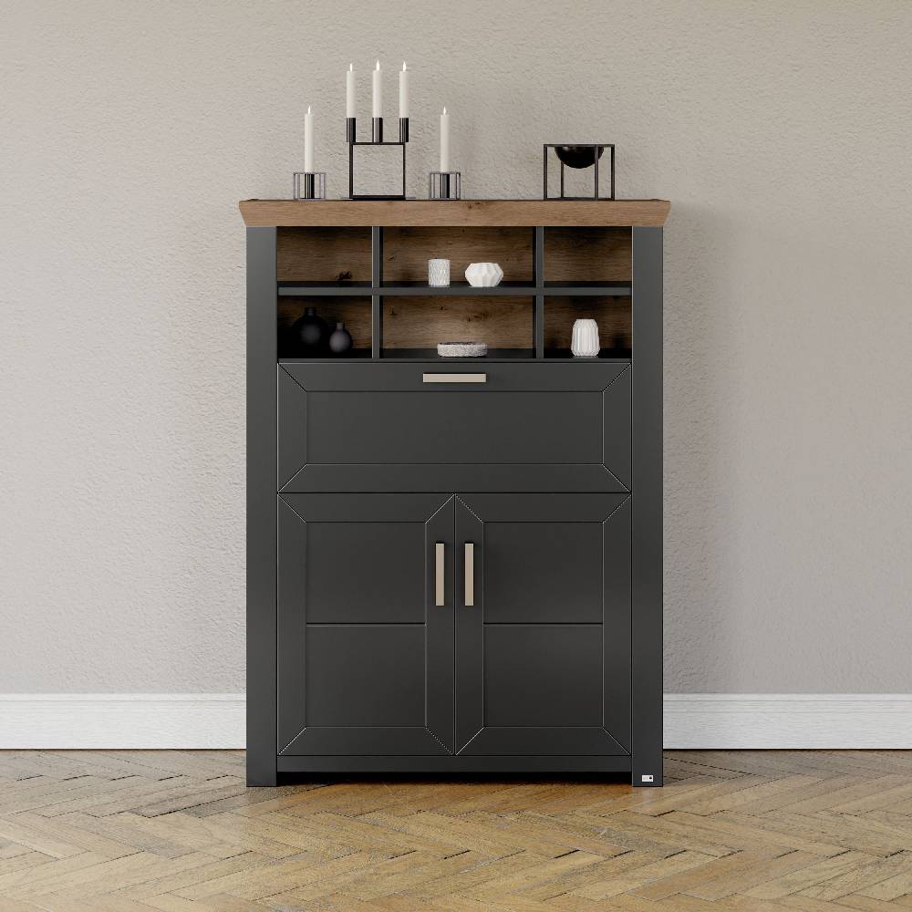 set one by Musterring Vitrine york - Wohnen Einzeltypen Graphite / Artisan-Eiche-Nachbildung schwarz | Super Sparpreis