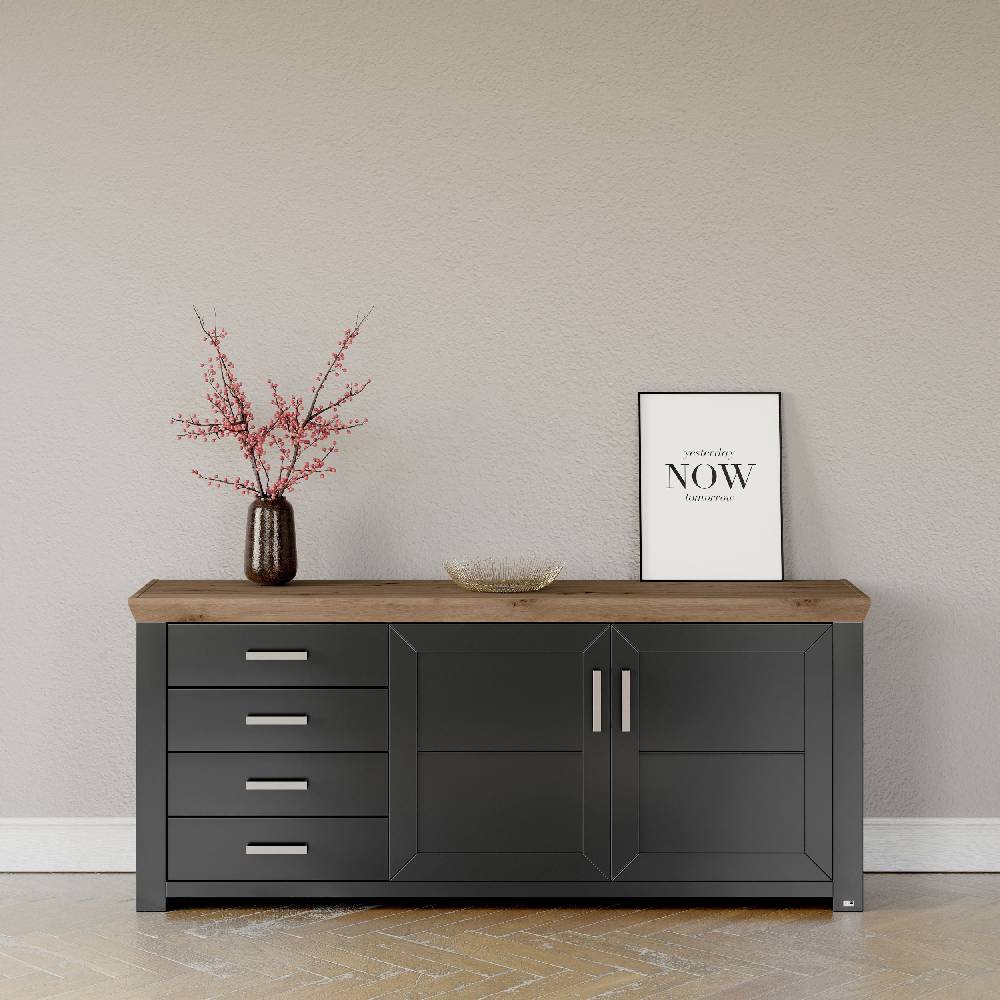 set one by Musterring Sideboard york - Wohnen Einzeltypen Graphite / Artisan-Eiche-Nachbildung grau | Limitierter Zeitrabatt