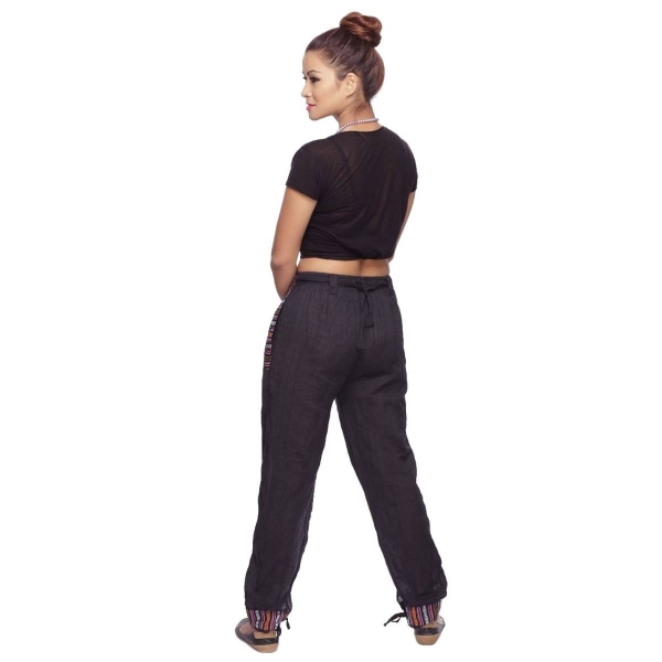Simandra Haremshose Freizeithose Thamel Stoffhose mit breitem gewebtem Bund für Damen Outlet