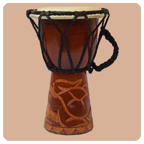 Simandra Djembe geschnitzt 15 cm Bongo Afrikanische Trommel aufwendige Schnitzerei