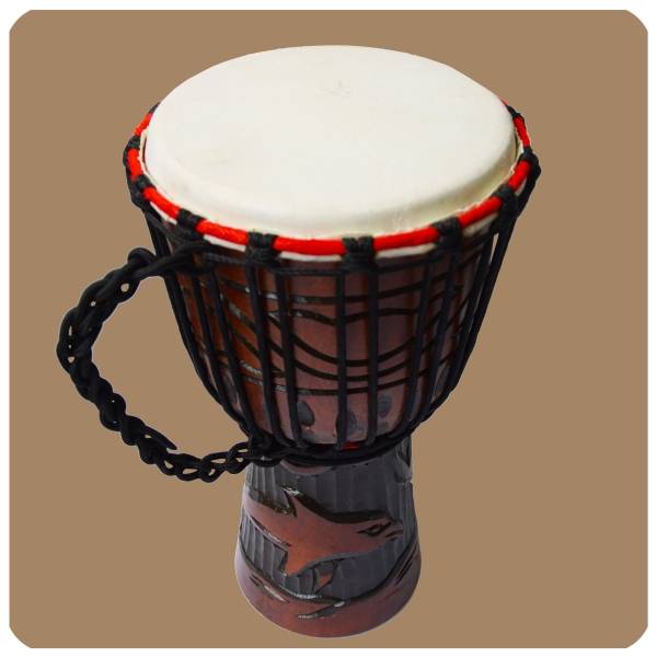 Simandra Djembe geschnitzt 30 cm Bongo Afrikanische Trommel aufwendige Schnitzerei Schlussverkauf