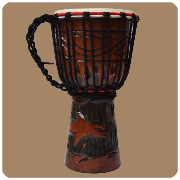 Simandra Djembe geschnitzt 30 cm Bongo Afrikanische Trommel aufwendige Schnitzerei Schlussverkauf