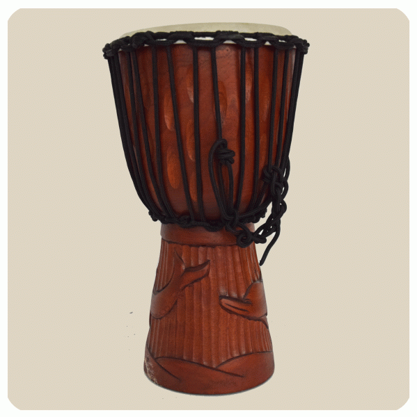 Simandra Djembe geschnitzt 40 cm Bongo Afrikanische Trommel aufwendige Schnitzerei Günstiger Verkauf