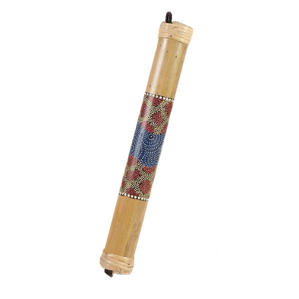 Simandra Regenmacher Rainstick Rainmaker Bambus Percussion Rhythmus bemalt Aborigine Dot Painting