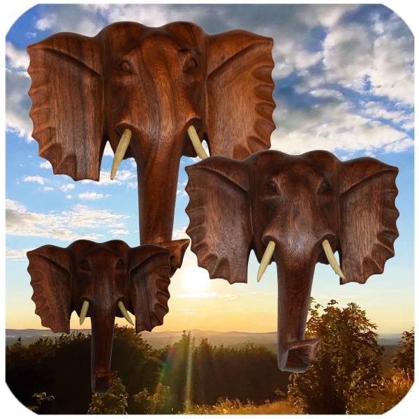 Simandra Elefant Holzmaske Wandbehang Maske Wand Wandmaske Holz Afrika Asia Glücksbringer Deko Handarbeit