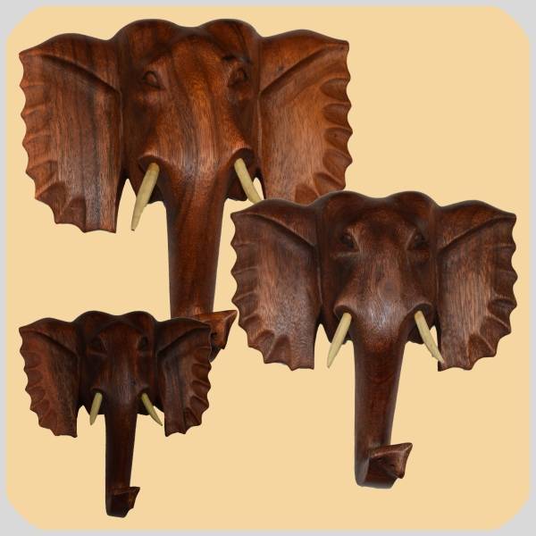 Simandra Elefant Holzmaske Wandbehang Maske Wand Wandmaske Holz Afrika Asia Glücksbringer Deko Handarbeit Exklusive Angebote