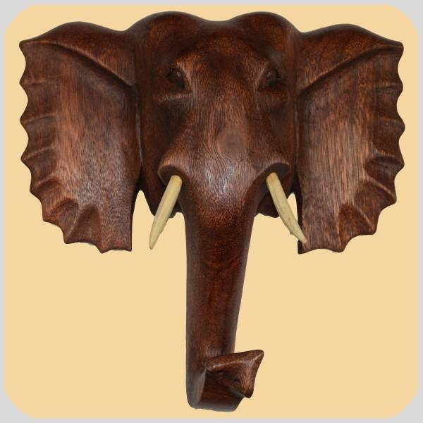 Simandra Elefant Holzmaske Wandbehang Maske Wand Wandmaske Holz Afrika Asia Glücksbringer Deko Handarbeit Exklusive Angebote