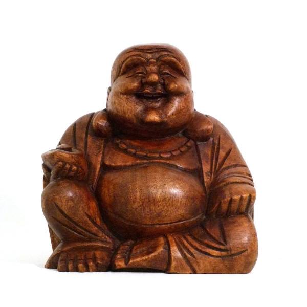 Simandra Happy Buddha Holz Figur Skulptur Abstrakt Holzfigur Statue Afrika Asia Glücksbringer Handarbeit Deko