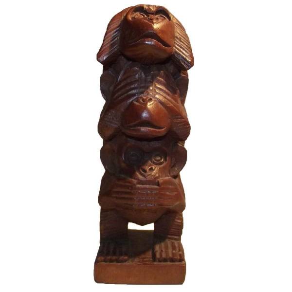 Simandra Holz Figur Skulptur Abstrakt Holzfigur Statue Afrika Asia Handarbeit Deko 3 Affen