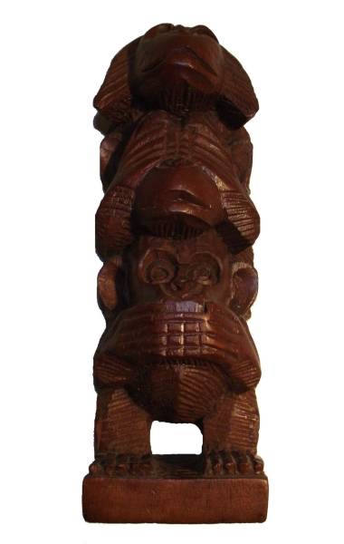 Simandra Holz Figur Skulptur Abstrakt Holzfigur Statue Afrika Asia Handarbeit Deko 3 Affen Neuheiten